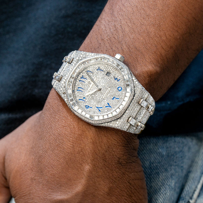Audemars Piguet Royal Oak | Iced Out | 41 MM | 25 Carats | Round and Baguette Cut Diamonds