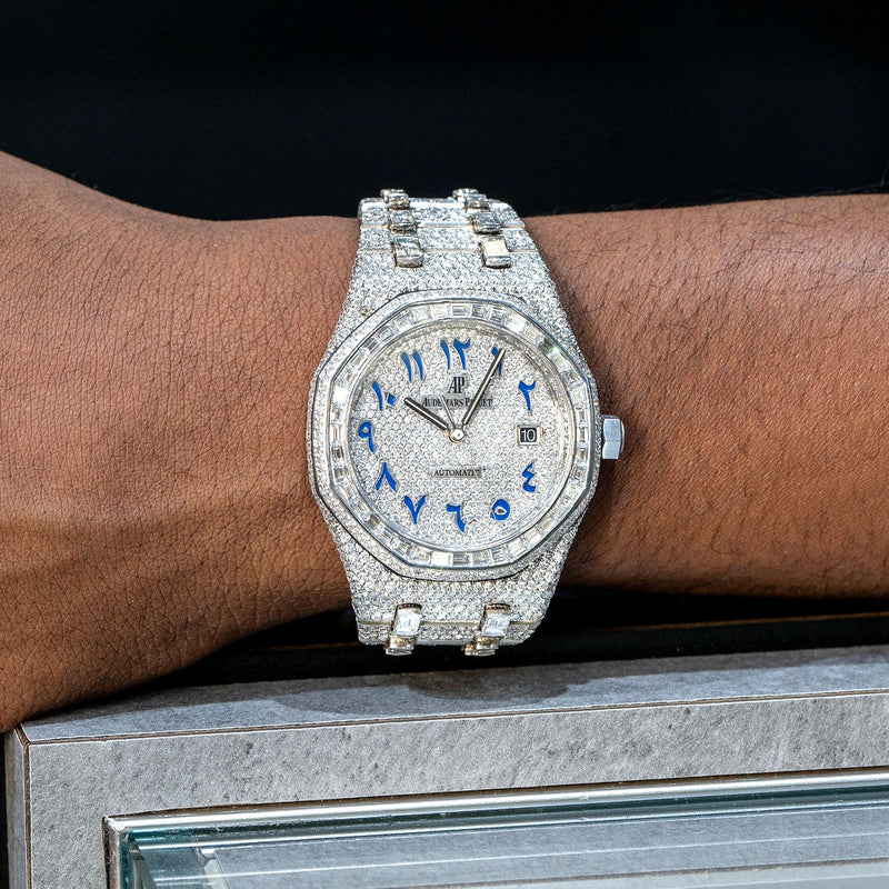 Audemars Piguet Royal Oak | Iced Out | 41 MM | 25 Carats | Round and Baguette Cut Diamonds