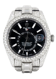 Rolex Sky-Dweller | Stainless Steel |  Iced Out Baguette & Round Diamonds | 42 MM | 40 Carats