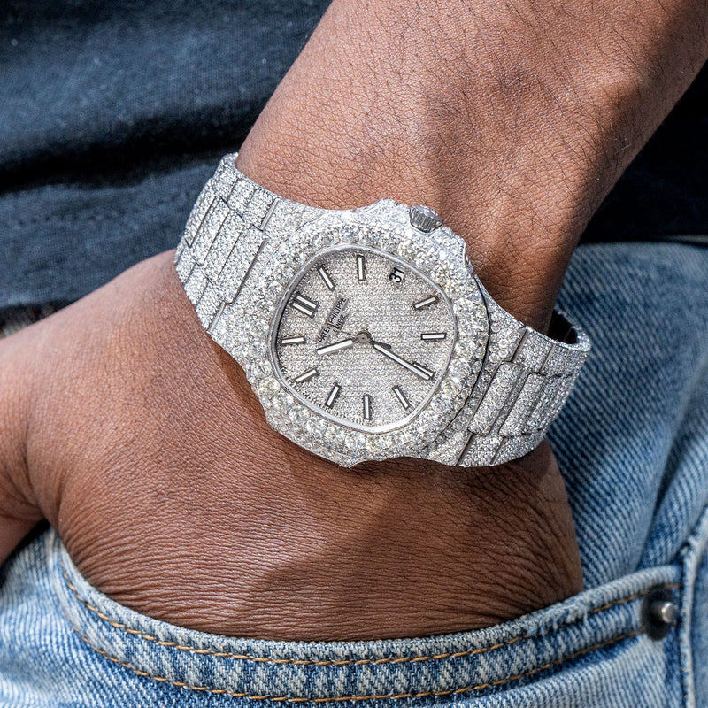 Patek Philippe Nautilus 5711 | Fully Iced Out | 22 Carats | 40 MM | Stainless Steel