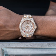 Rolex Sky-Dweller 18K Rose Gold | Fully Iced Out Baguette And Round Diamonds  | 42 MM | 35 Carats