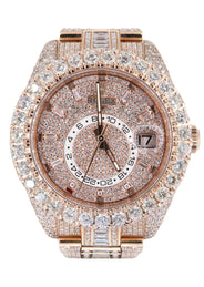 Rolex Sky-Dweller 18K Rose Gold | Fully Iced Out Baguette And Round Diamonds  | 42 MM | 35 Carats