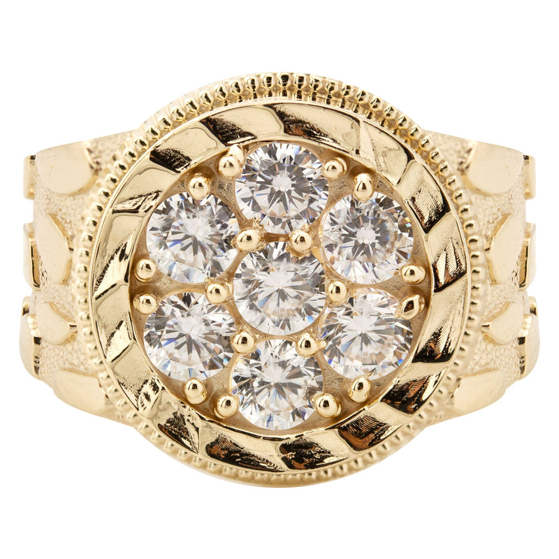 10K Gold Cz Nugget Ring For Men | 2.6 Grams