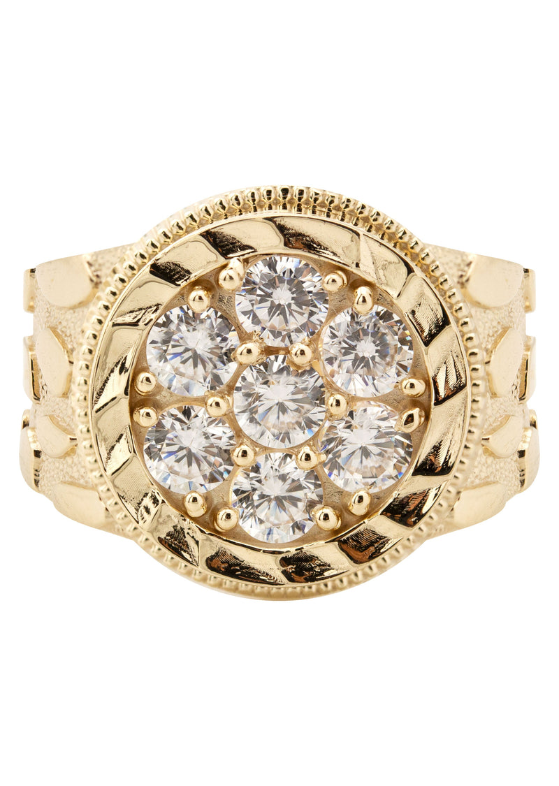 10K Gold Cz Nugget Ring For Men | 2.6 Grams