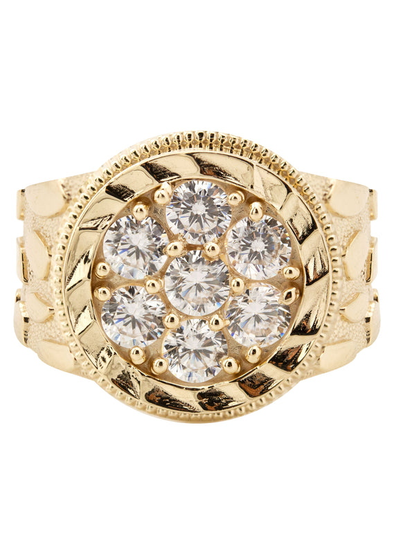 10K Gold Cz Nugget Ring For Men | 2.6 Grams