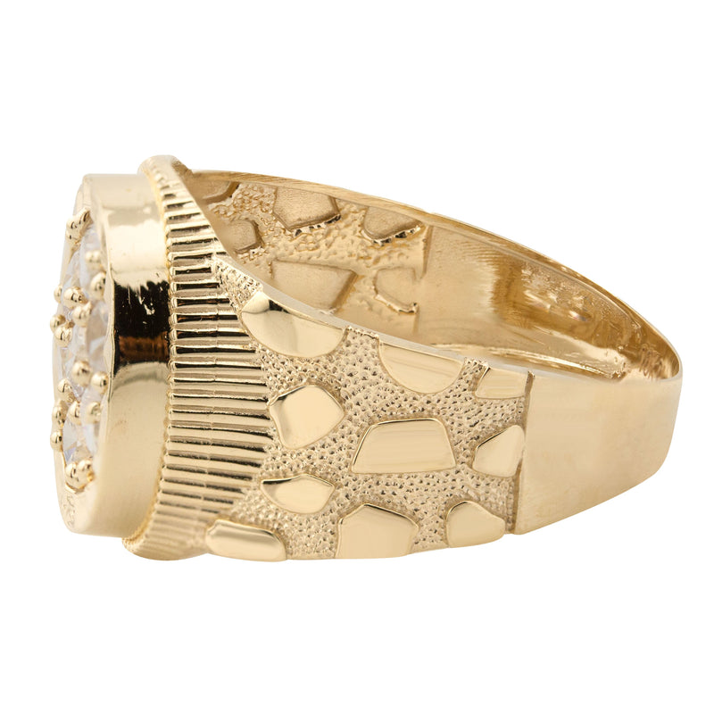 10K Gold Cz Nugget Ring For Men | 2.6 Grams