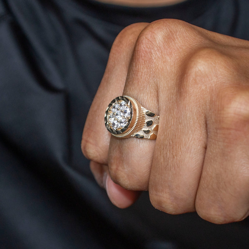 10K Gold Cz Nugget Ring For Men | 2.6 Grams