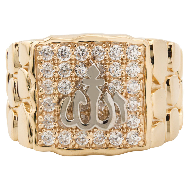 10K Gold Cz Allah Ring For Men | 5 Grams
