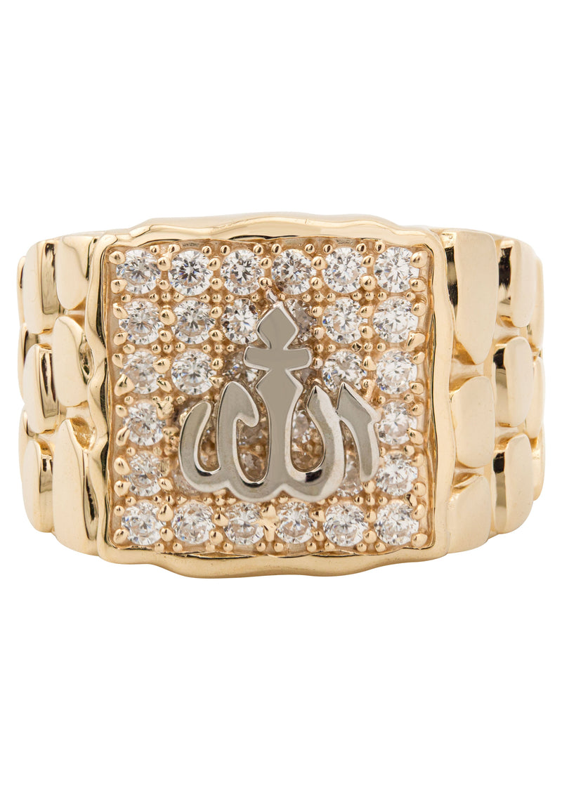 10K Gold Cz Allah Ring For Men | 5 Grams
