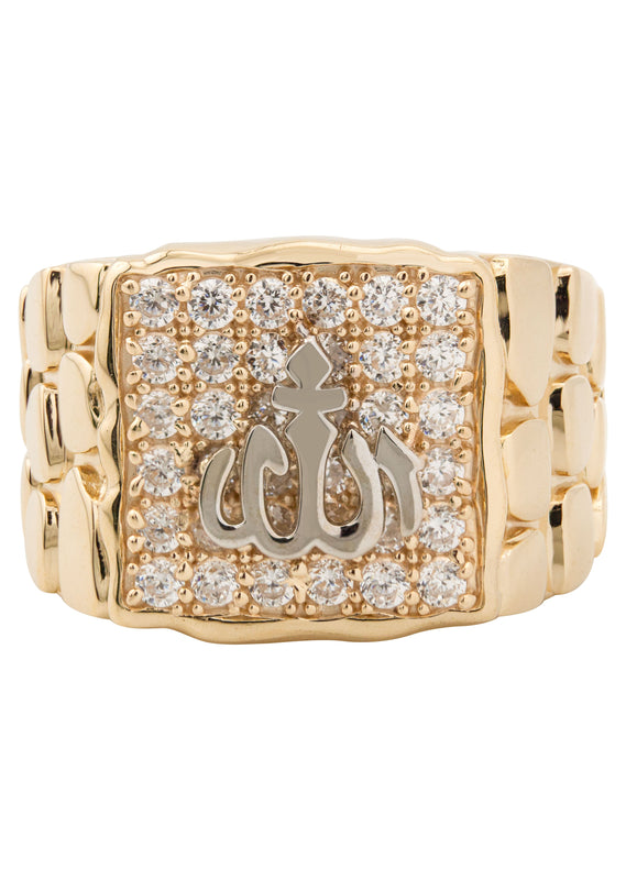 10K Gold Cz Allah Ring For Men | 5 Grams