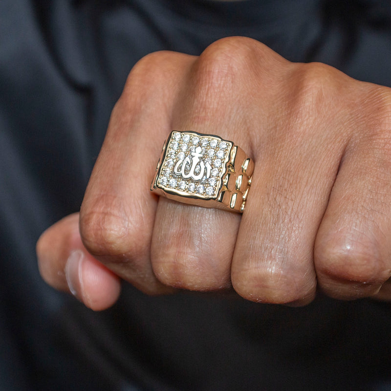 10K Gold Cz Allah Ring For Men | 5 Grams