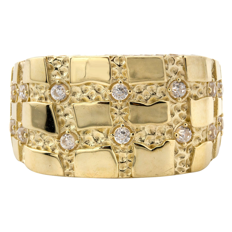 10K Gold Cz Nugget Ring For Men | 5 Grams