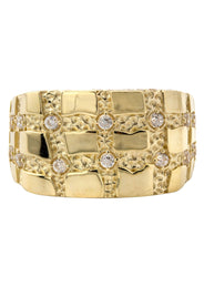 10K Gold Cz Nugget Ring For Men | 5 Grams