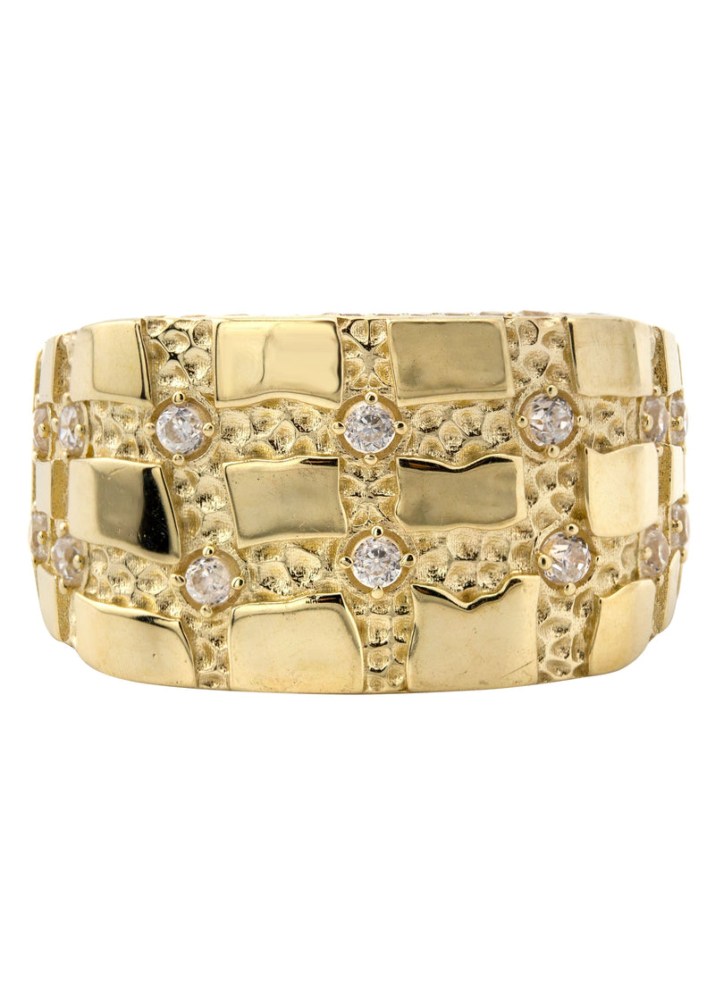 10K Gold Cz Nugget Ring For Men | 5 Grams