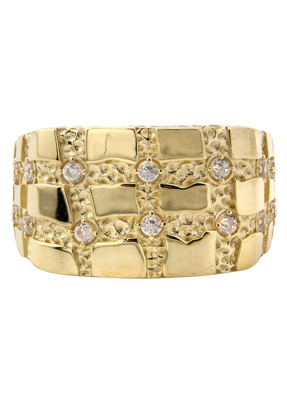 10K Gold Cz Nugget Ring For Men | 5 Grams