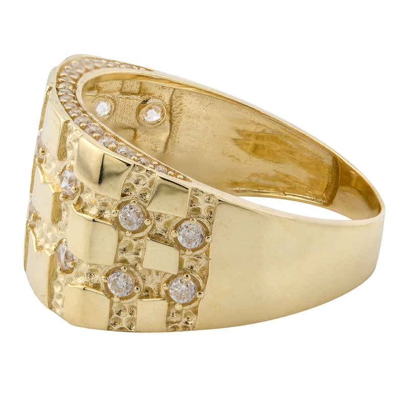 10K Gold Cz Nugget Ring For Men | 5 Grams
