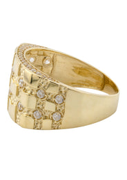 10K Gold Cz Nugget Ring For Men | 5 Grams