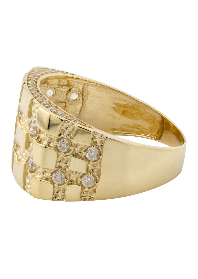 10K Gold Cz Nugget Ring For Men | 5 Grams