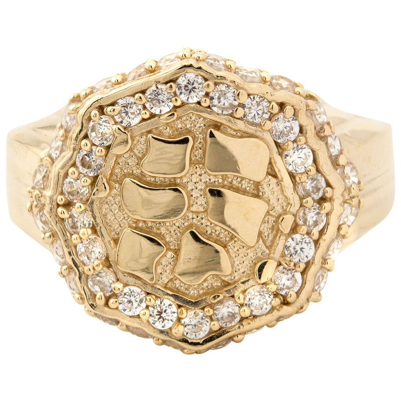 10K Gold Cz Nugget Ring For Men | 3 Grams