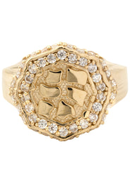10K Gold Cz Nugget Ring For Men | 3 Grams