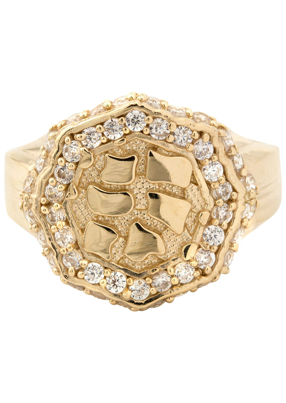 10K Gold Cz Nugget Ring For Men | 3 Grams
