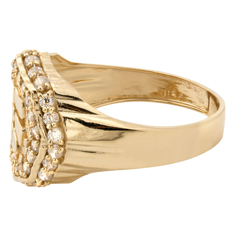10K Gold Cz Nugget Ring For Men | 3 Grams