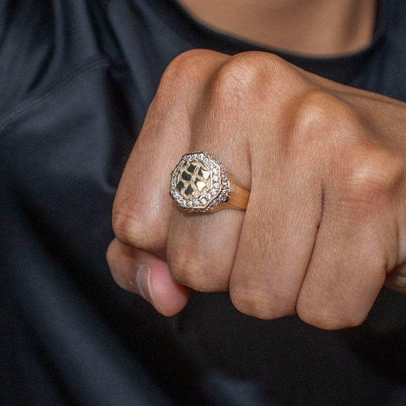 10K Gold Cz Nugget Ring For Men | 3 Grams