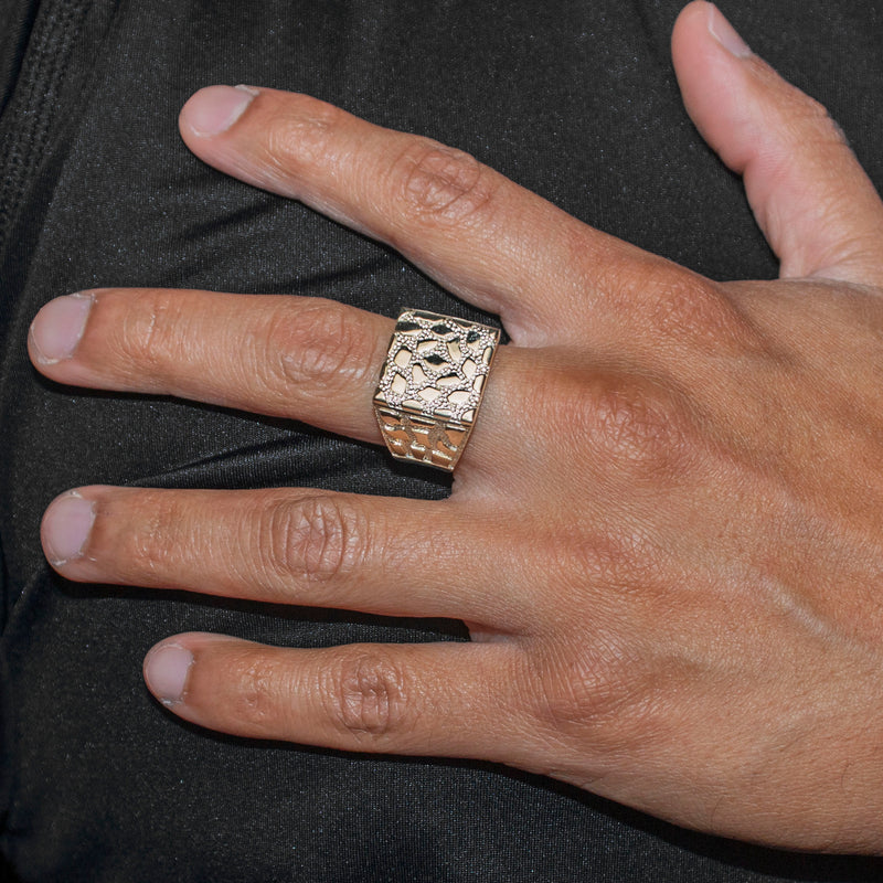 10K Gold Nugget Ring For Men | 4 Grams