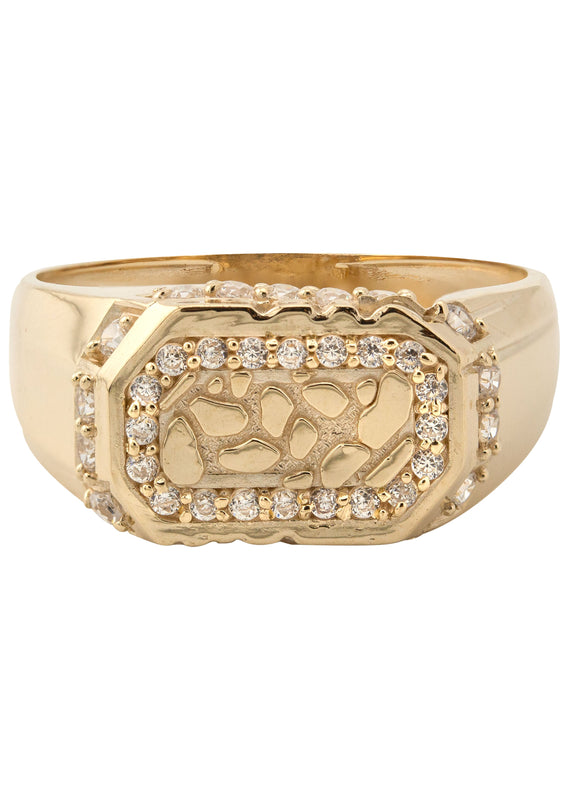 10K Gold Cz Nugget Ring For Men | 2.3 Grams
