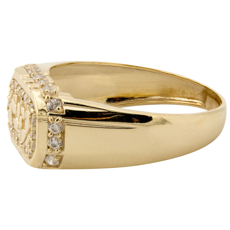 10K Gold Cz Nugget Ring For Men | 2.3 Grams