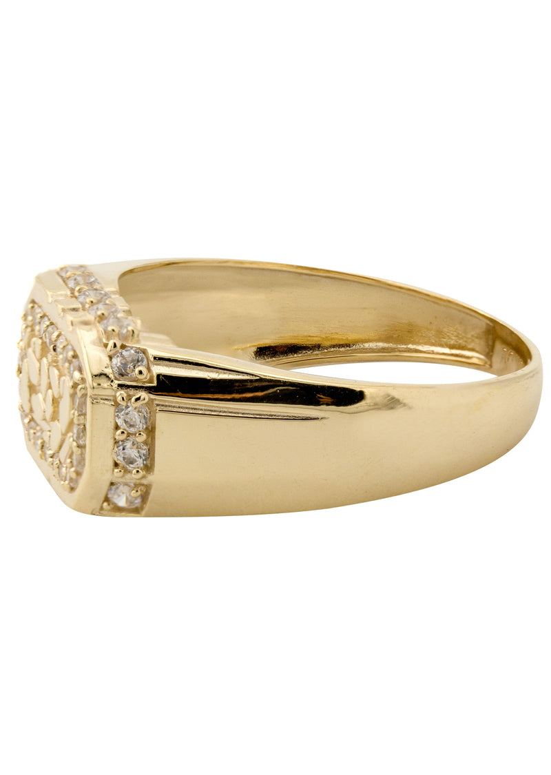 10K Gold Cz Nugget Ring For Men | 2.3 Grams