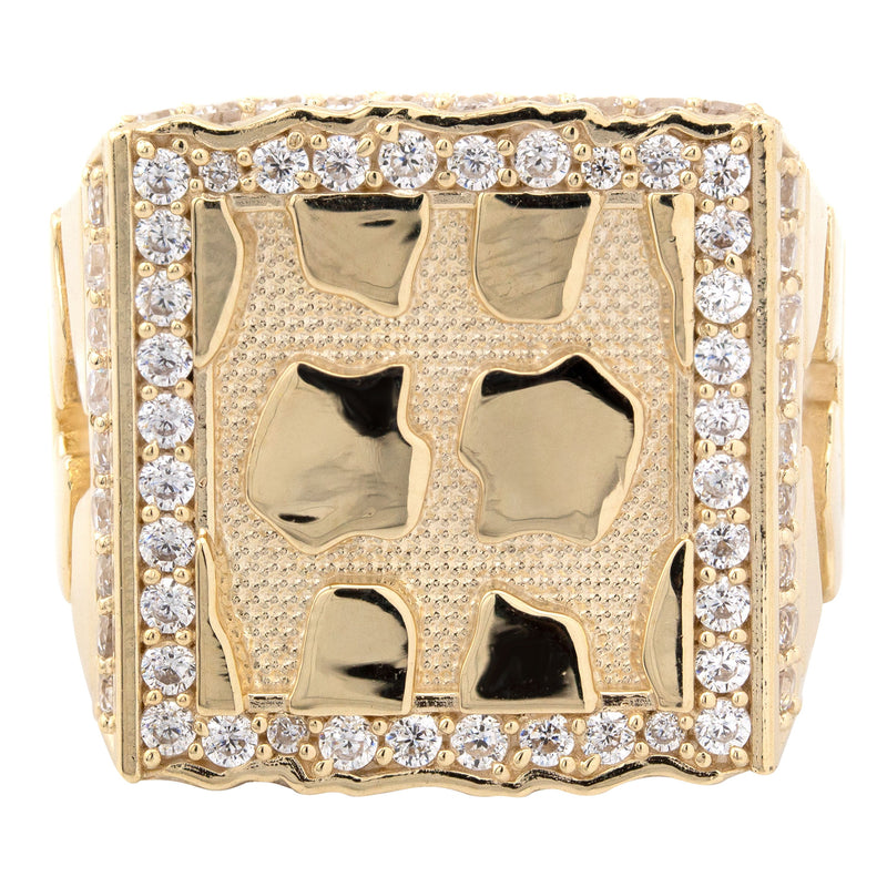 10K Gold Cz Nugget Ring For Men | 6 Grams