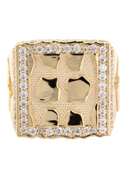 10K Gold Cz Nugget Ring For Men | 6 Grams