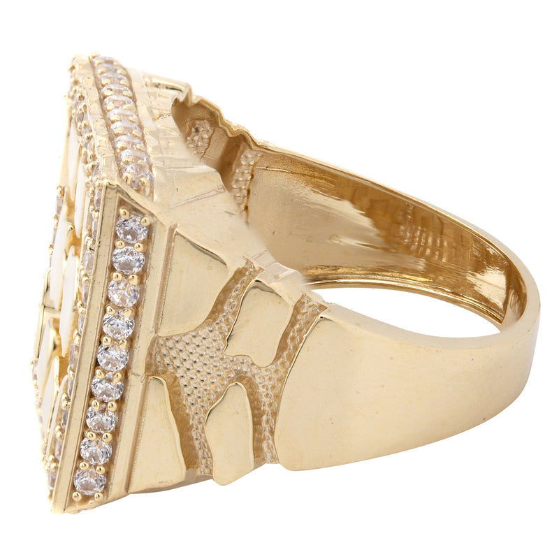 10K Gold Cz Nugget Ring For Men | 6 Grams