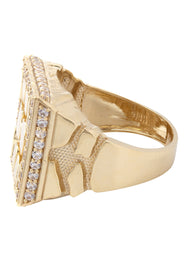 10K Gold Cz Nugget Ring For Men | 6 Grams
