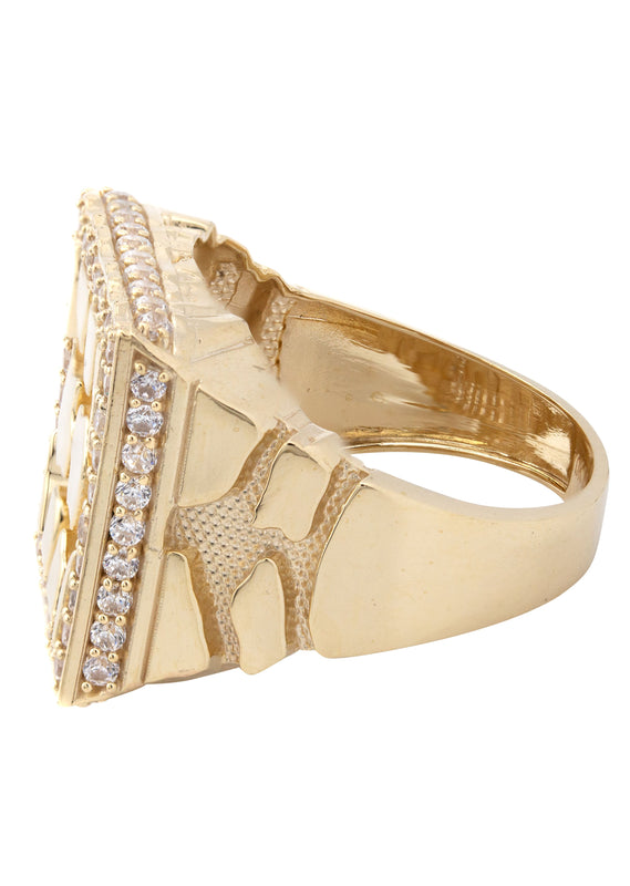 10K Gold Cz Nugget Ring For Men | 6 Grams