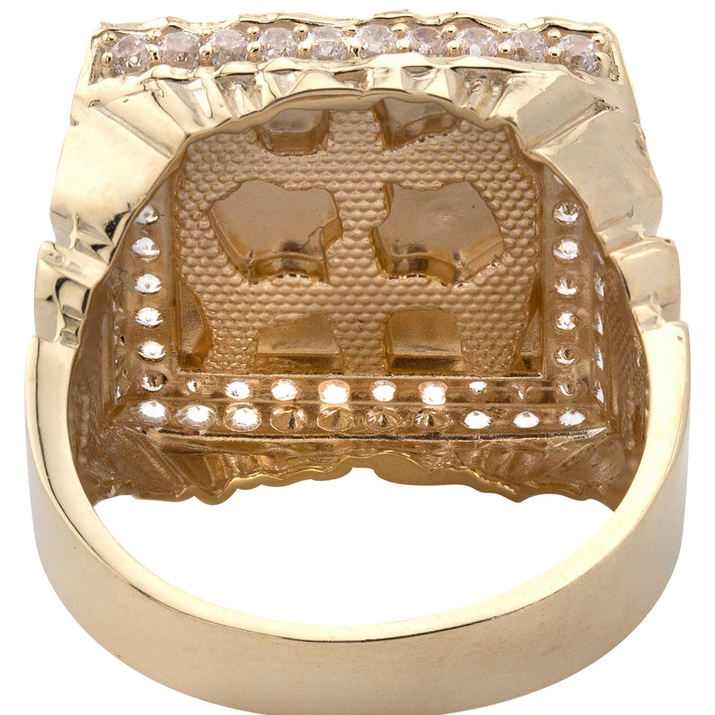 10K Gold Cz Nugget Ring For Men | 6 Grams