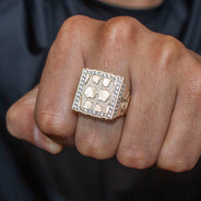 10K Gold Cz Nugget Ring For Men | 6 Grams