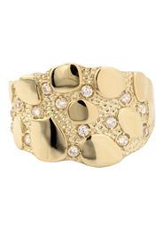 10K Gold Cz Nugget Ring For Men | 6 Grams