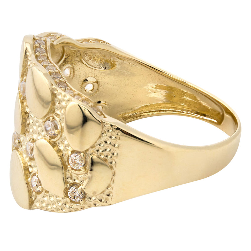 10K Gold Cz Nugget Ring For Men | 6 Grams