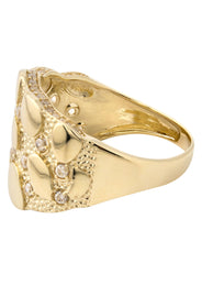 10K Gold Cz Nugget Ring For Men | 6 Grams