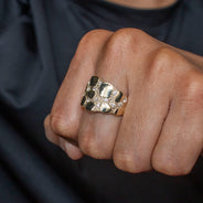 10K Gold Cz Nugget Ring For Men | 6 Grams