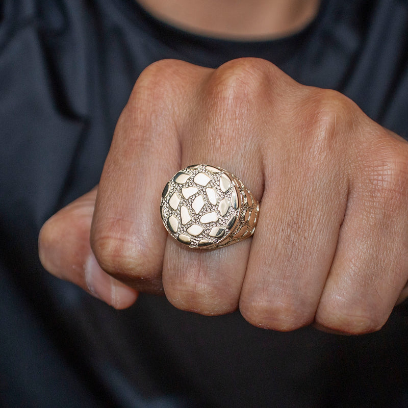10K Gold Nugget Ring For Men | 4.4 Grams
