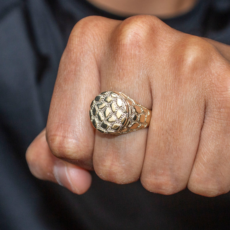 10K Gold Nugget Ring For Men | 3 Grams