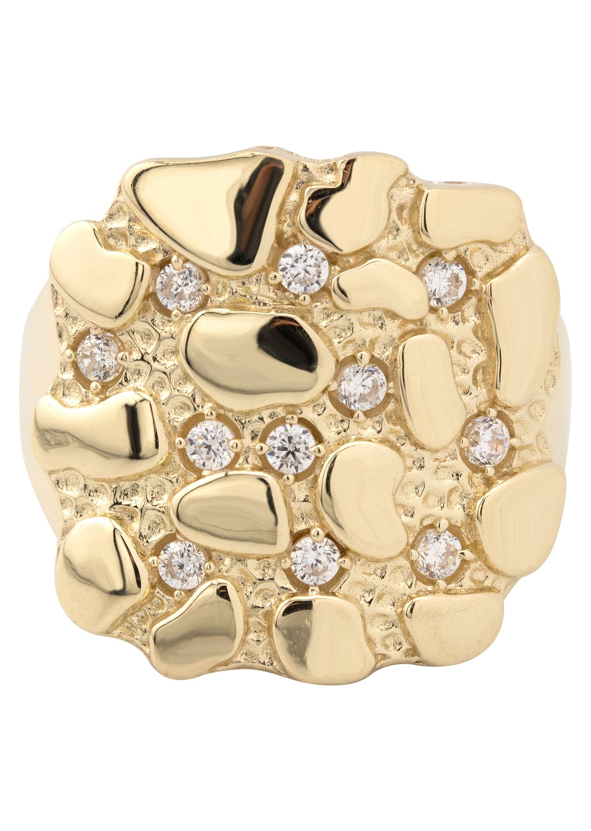 10K Gold Cz Nugget Ring For Men | 6 Grams