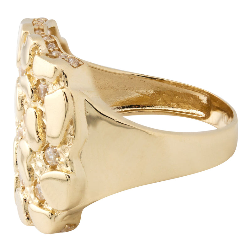 10K Gold Cz Nugget Ring For Men | 6 Grams