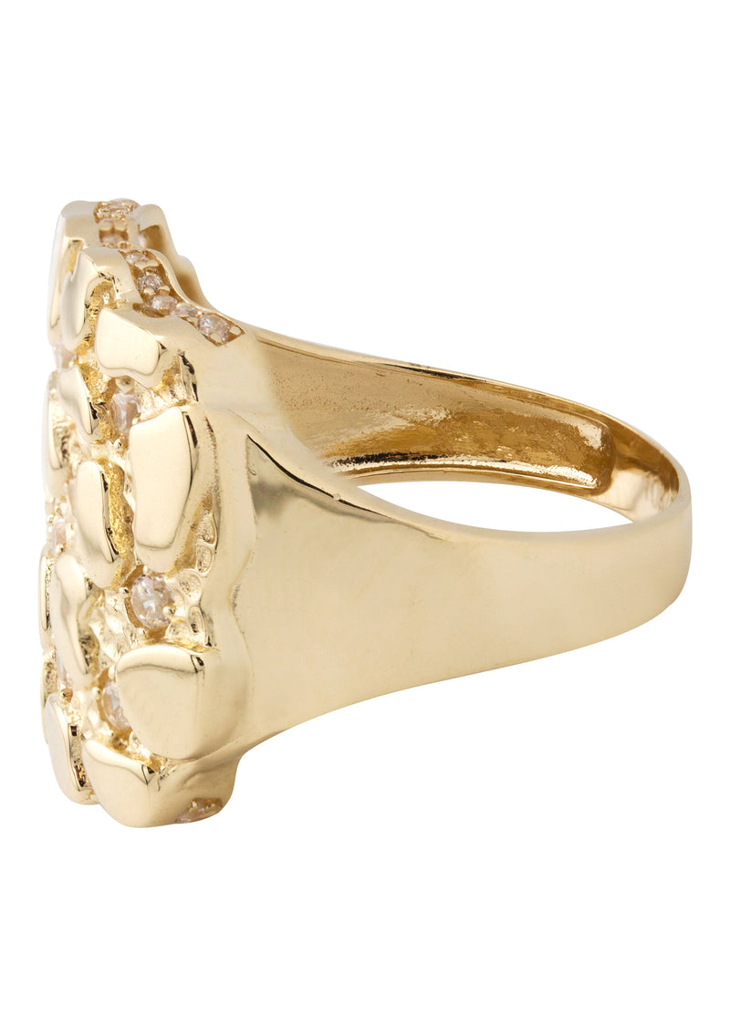 10K Gold Cz Nugget Ring For Men | 6 Grams