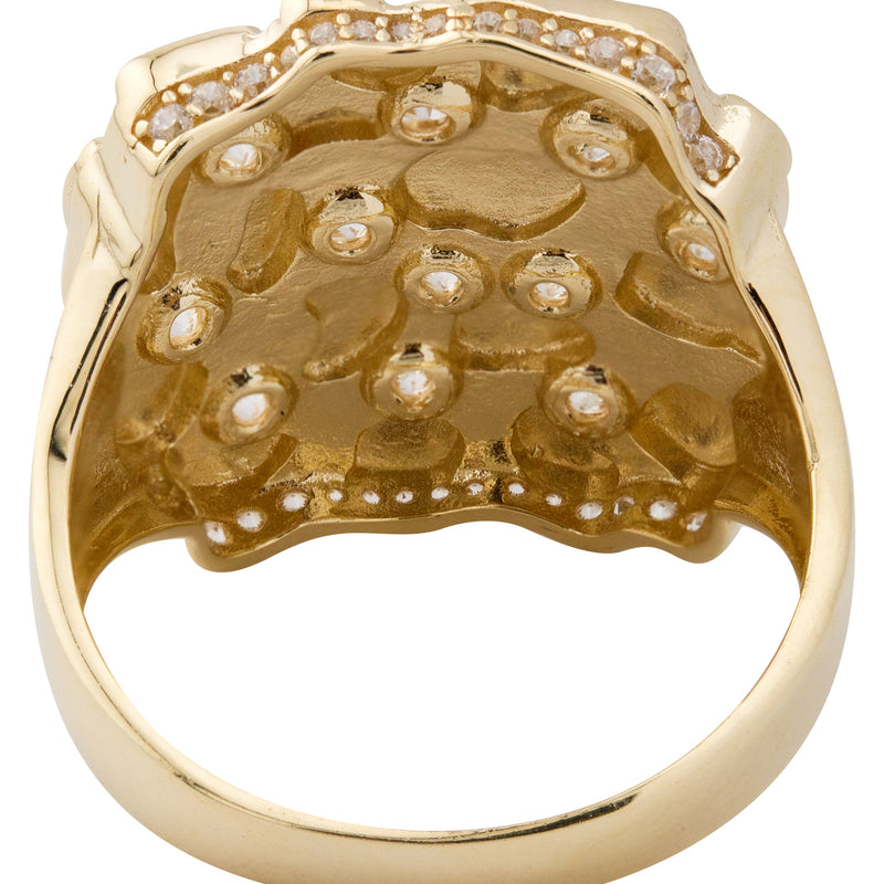 10K Gold Cz Nugget Ring For Men | 6 Grams