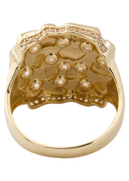 10K Gold Cz Nugget Ring For Men | 6 Grams
