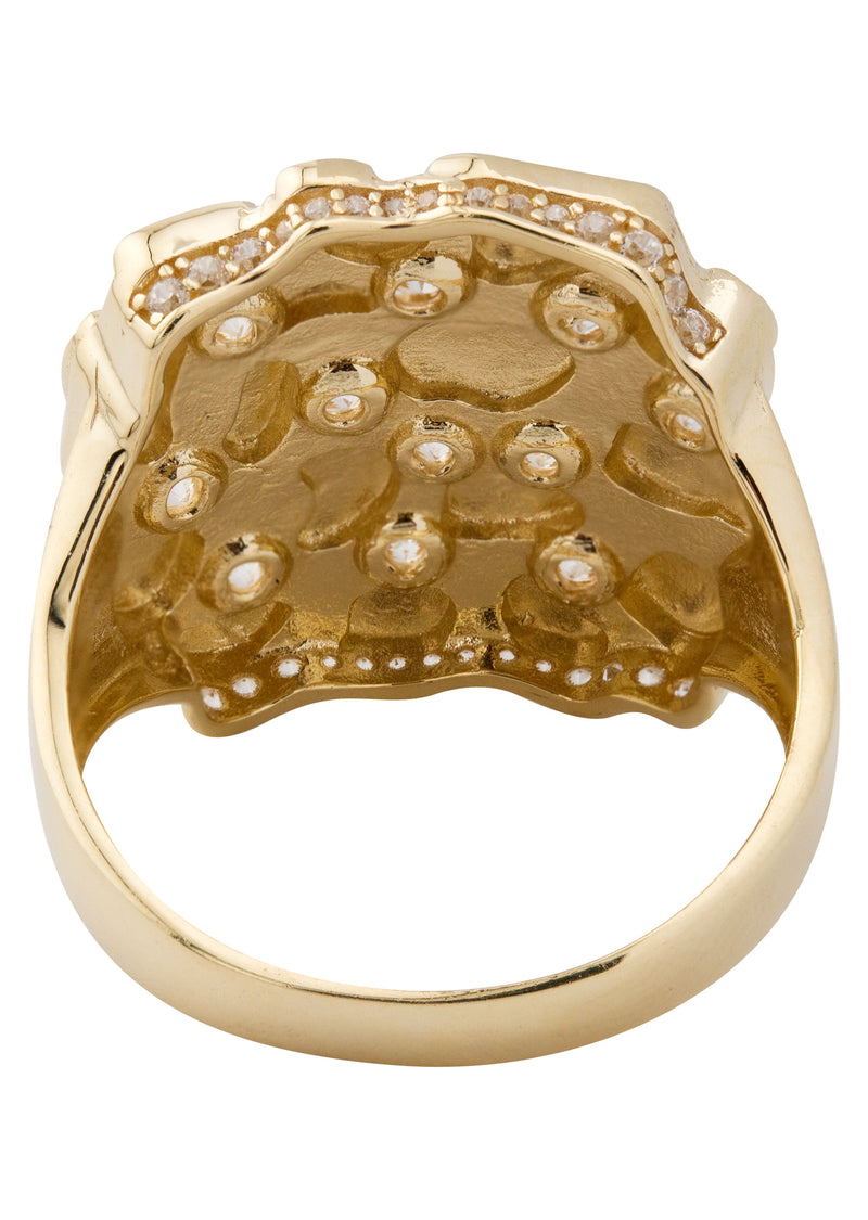 10K Gold Cz Nugget Ring For Men | 6 Grams